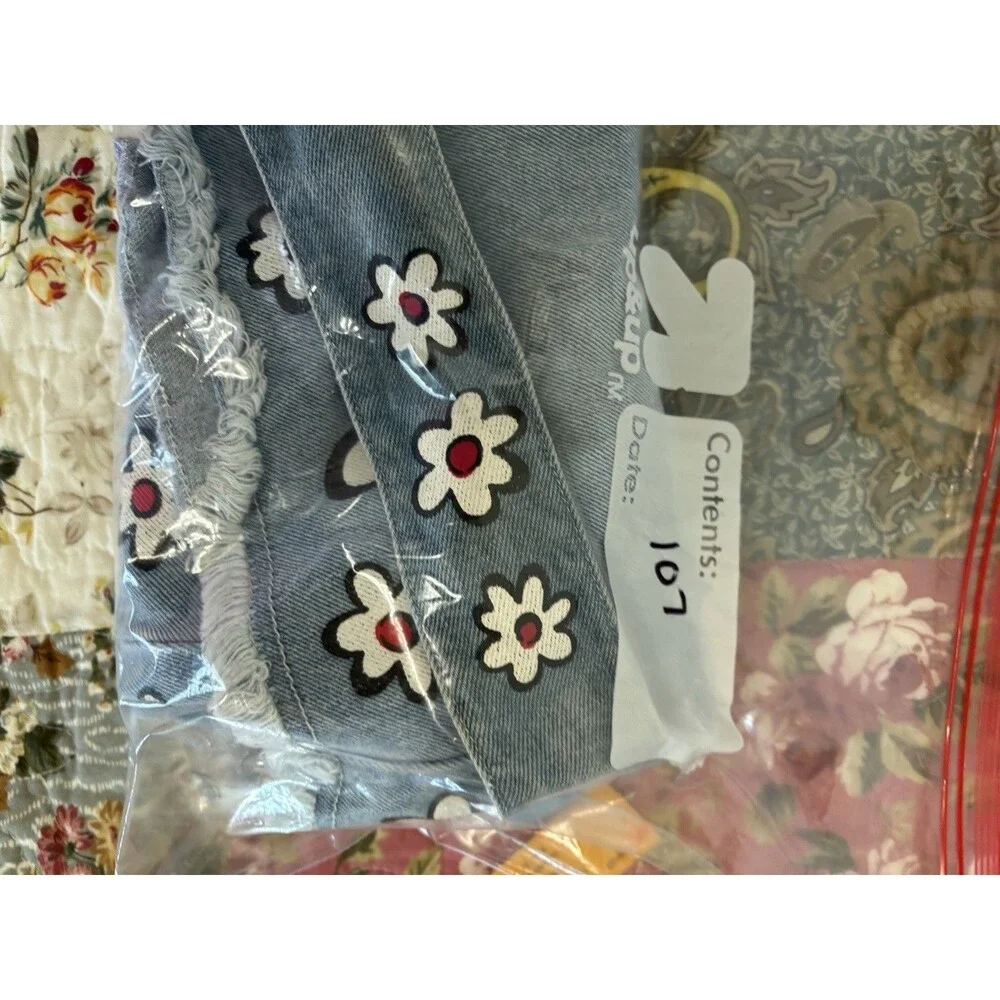 Vintage Y2K 90’s Children’s Place Denim Jumper Dress 3T Headband White Flowers
